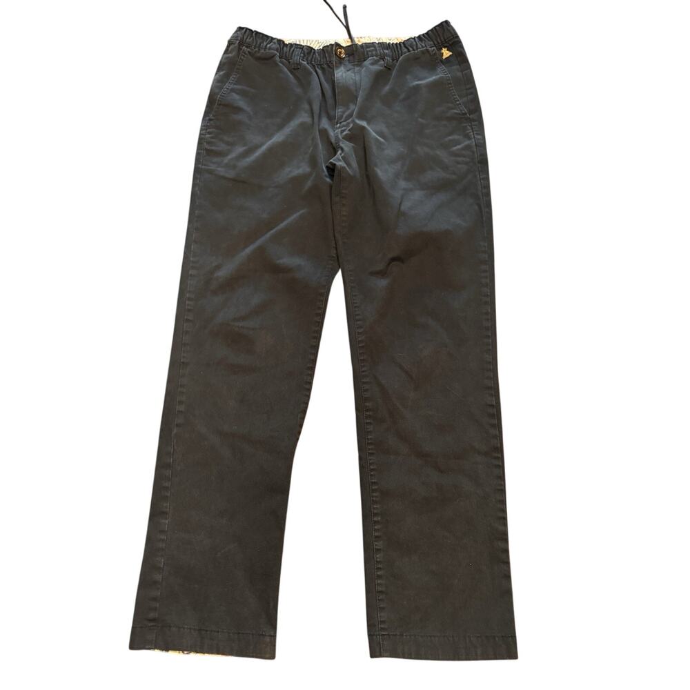 L Chubbies Chino Pants Dark Navy Blue Drawstring Stretch Waist Flat Front Travel